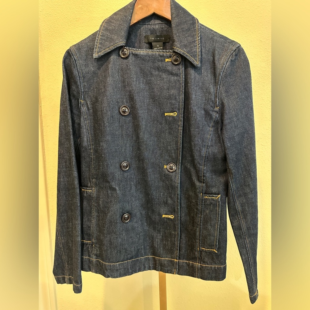 The Limited Denim Peacoat Jacket Sz Small